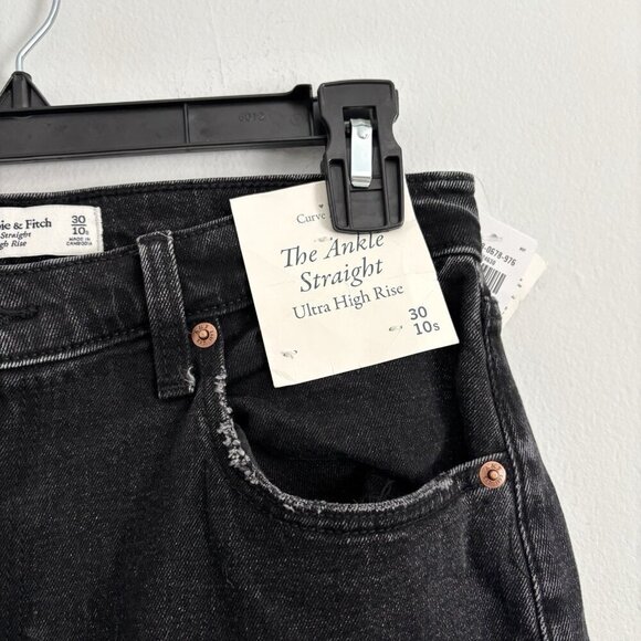 Abercrombie & Fitch Black Curve Love High Rise Ankle Straight Jeans Size 30/10s - Picture 5 of 10